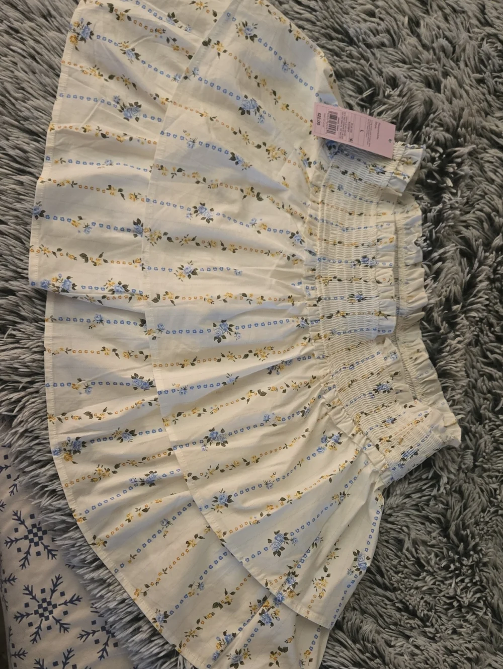 wild fable Cream Floral Smocked Tiered Skirt with Blue and Mustard Accents - Picture 1 of 4